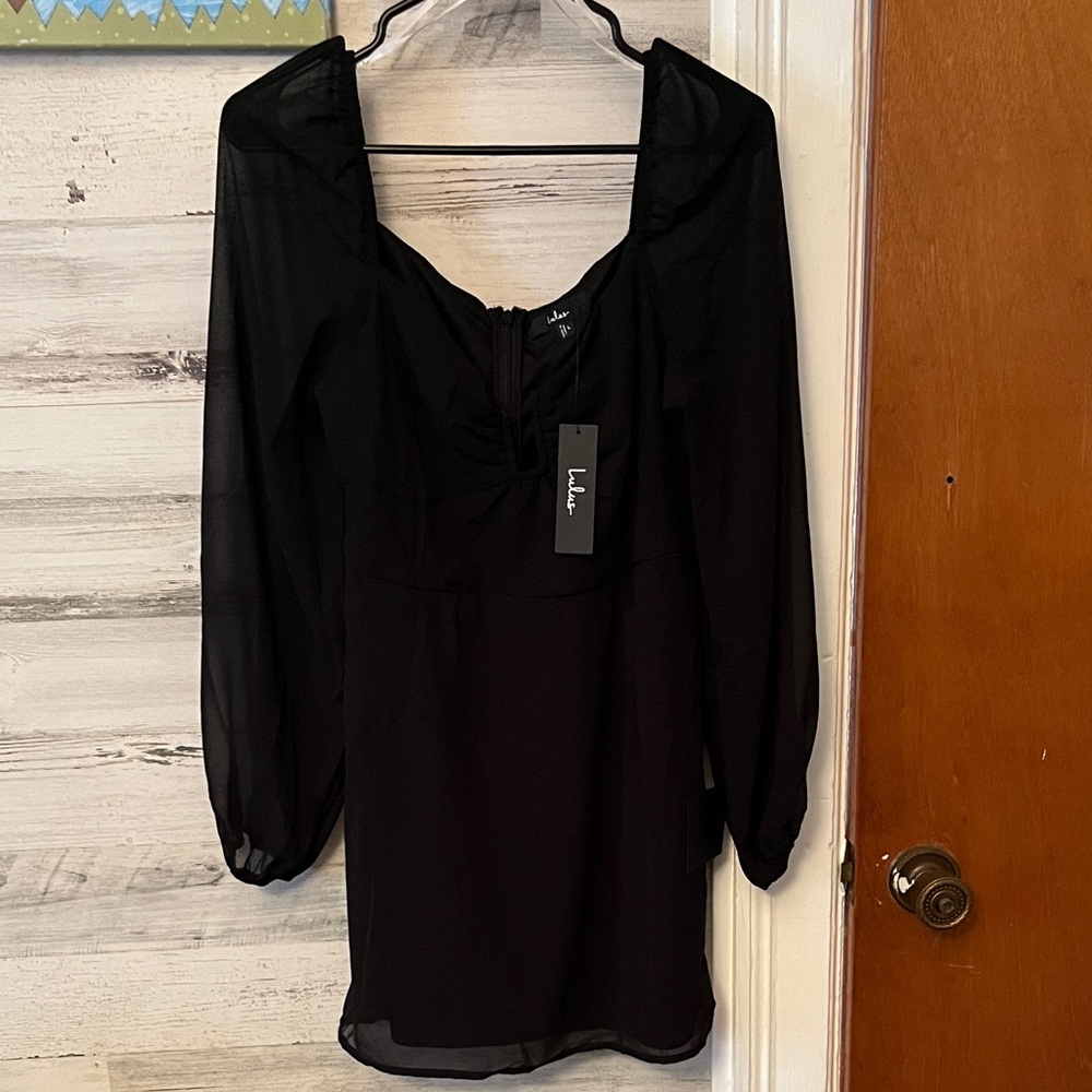 Lulu's Elegant Black Chiffon Dress